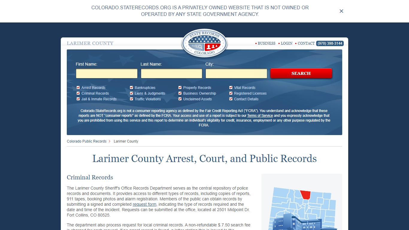 Larimer County Arrest, Court, and Public Records